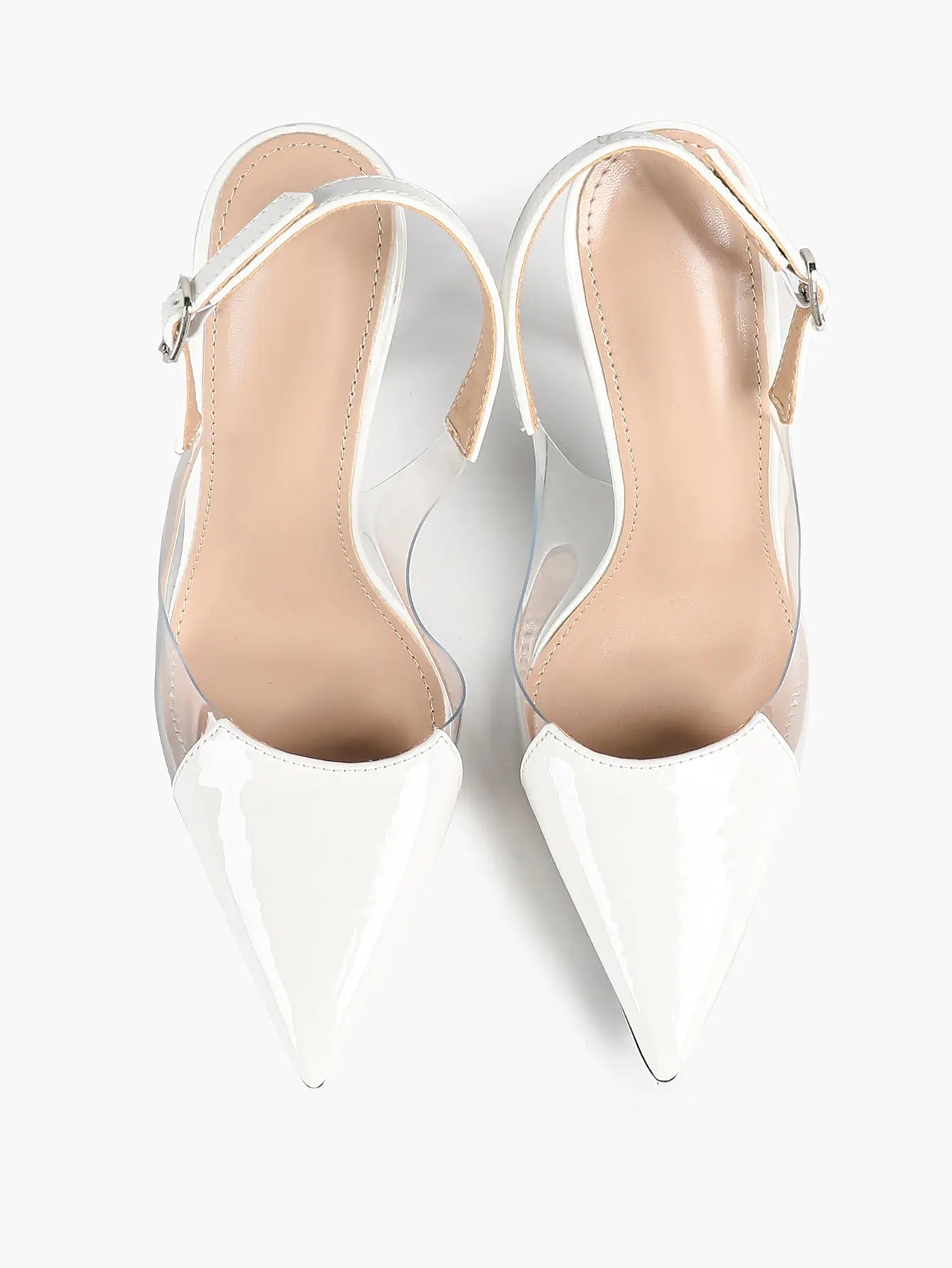 Women's Closed Pointed Toe Transparents Edge Stiletto Heel for Party Formal Dress Shoes YISHIFAN