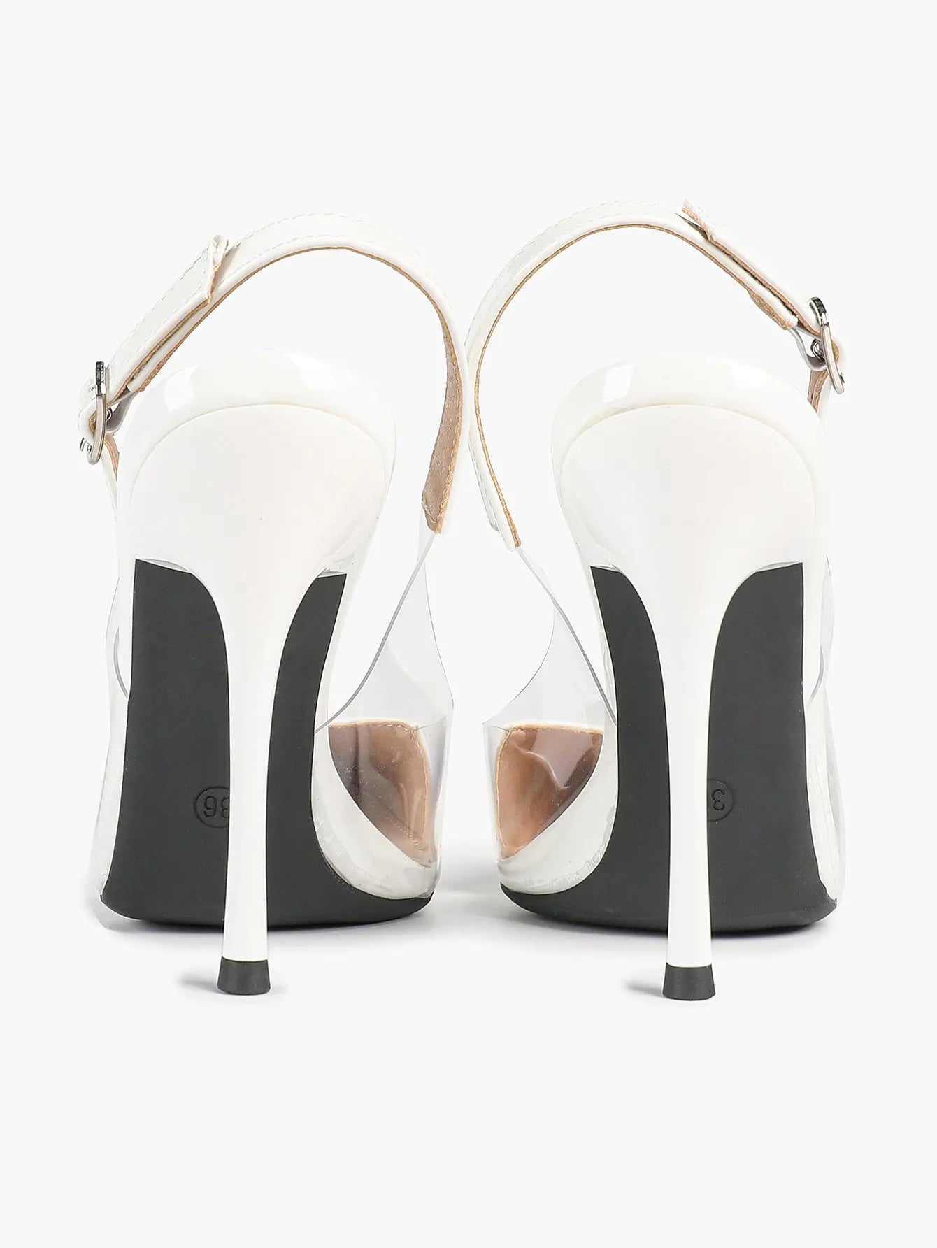 Women's Closed Pointed Toe Transparents Edge Stiletto Heel for Party Formal Dress Shoes YISHIFAN