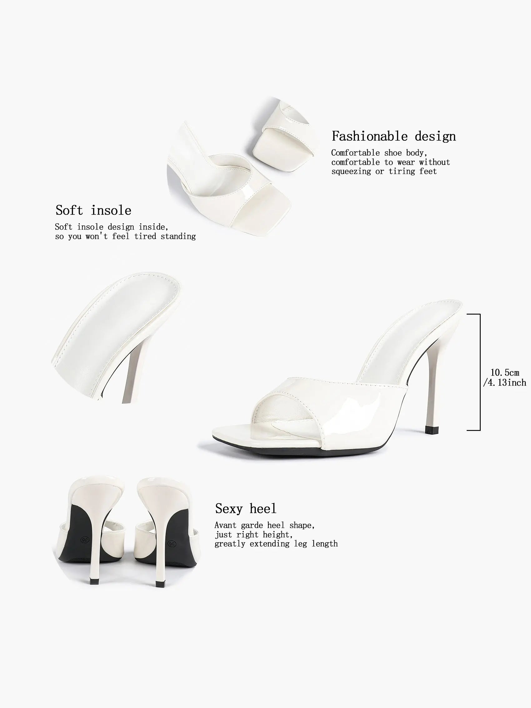 Women's Kitten Heels for Square Toe Open Toe Backless Mule Heels Stiletto Sandals 4.13 Inch YISHIFAN