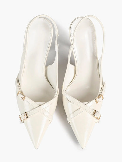 Women's Slingback Closed Pointed Toe Stiletto Wedding Work Comfortable Dress Shoes YISHIFAN