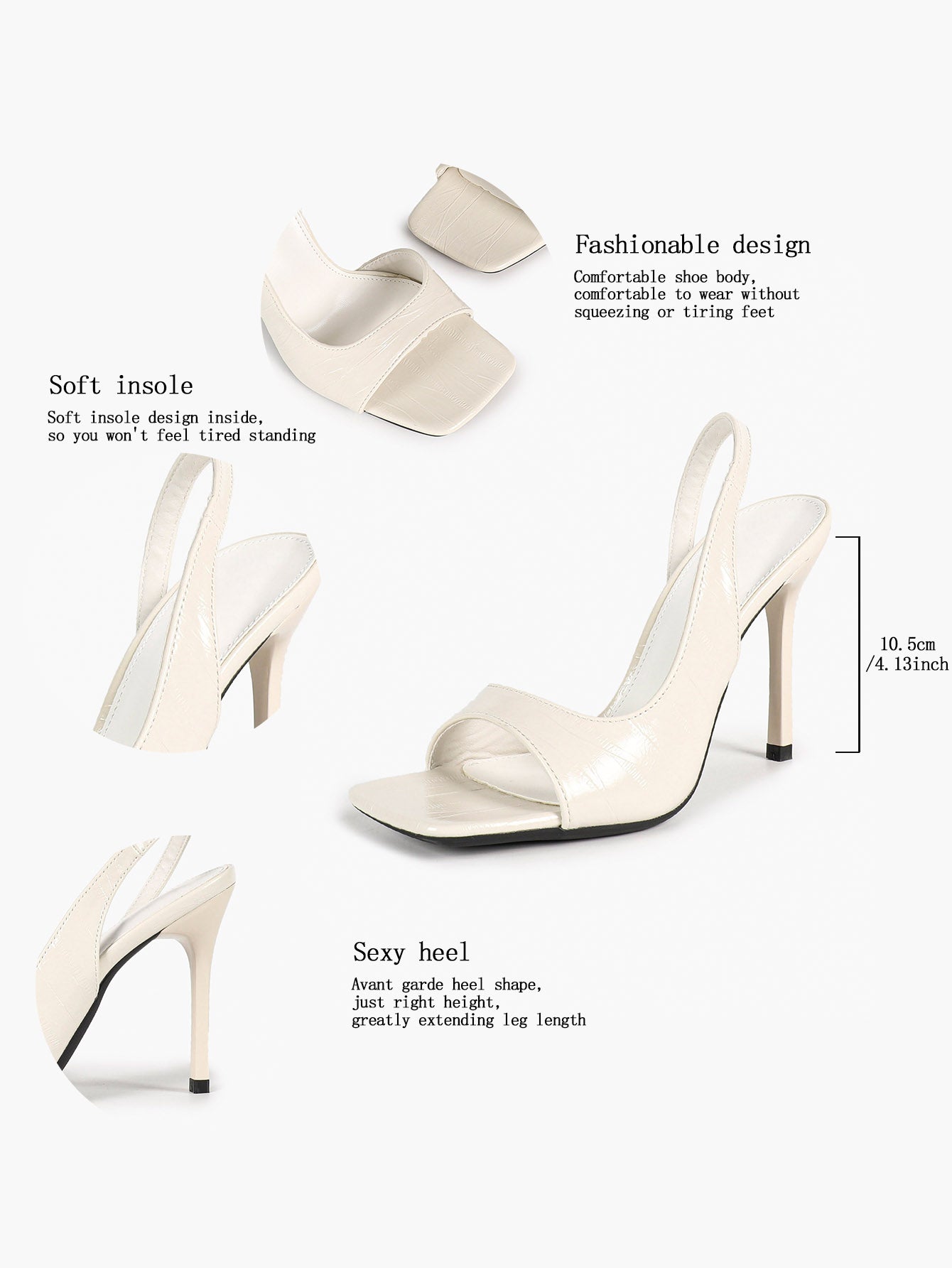 Women's Silver Metallic Open Square Toe Stiletto Slingback Sandals Single Band Party Club Shoes