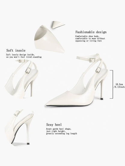 Ivory D’Orsay Double Strap Stiletto Heels – Women’s Pointed Toe Ankle Strap High Heels YISHIFAN