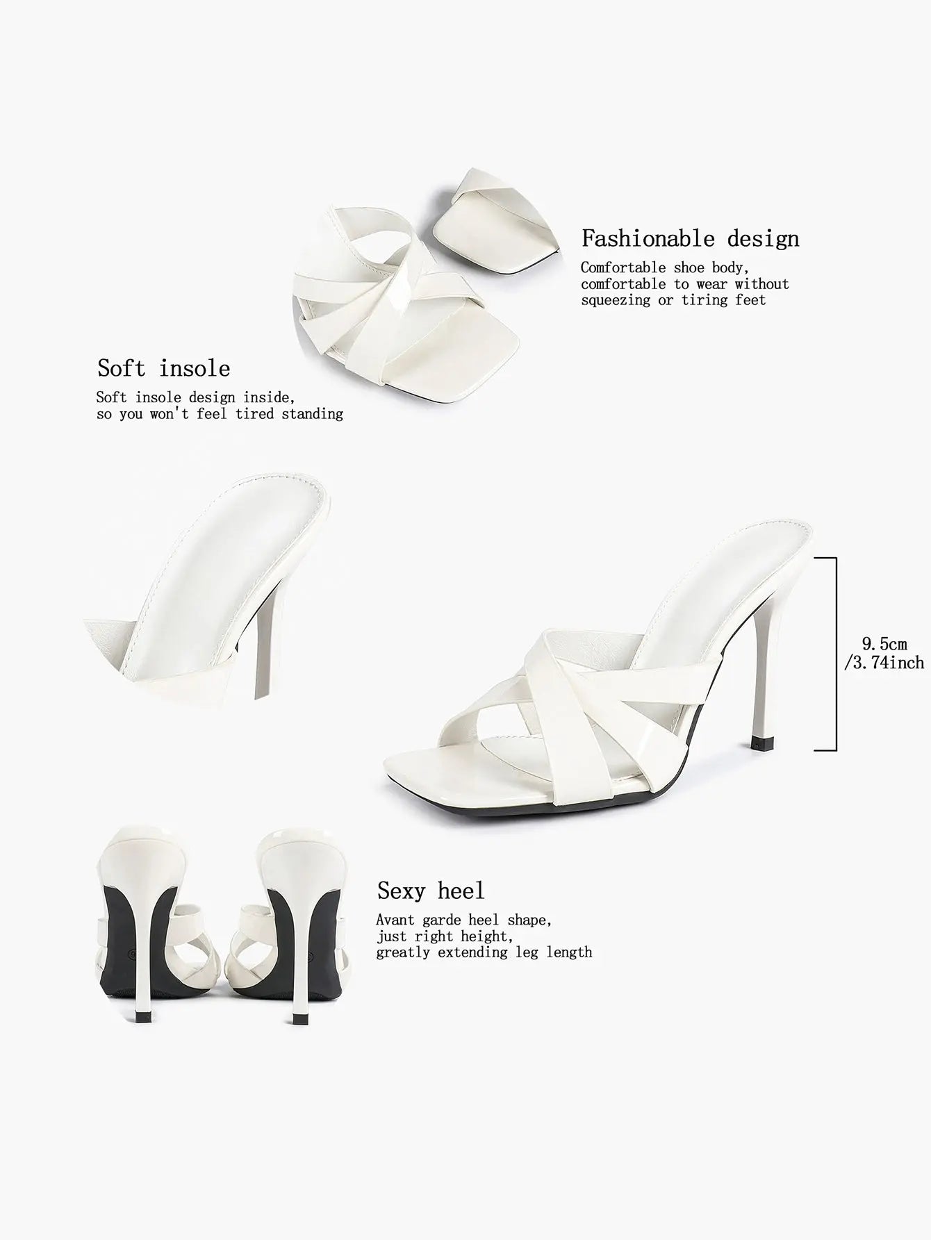 Women's Heeled Open Toe Sandals Square Toe Shoes Dress Wedding Office Shoes YISHIFAN