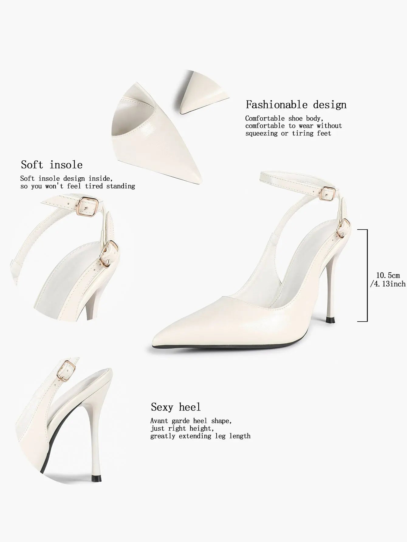Women Pointed Toe Slingback Stiletto Heels Ankle Strap Dress Shoes Wedding Bridal Party Sexy High Heels YISHIFAN