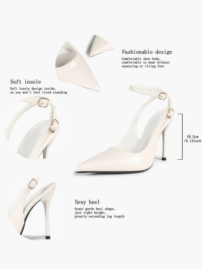 Women Pointed Toe Slingback Stiletto Heels Ankle Strap Dress Shoes Wedding Bridal Party Sexy High Heels YISHIFAN