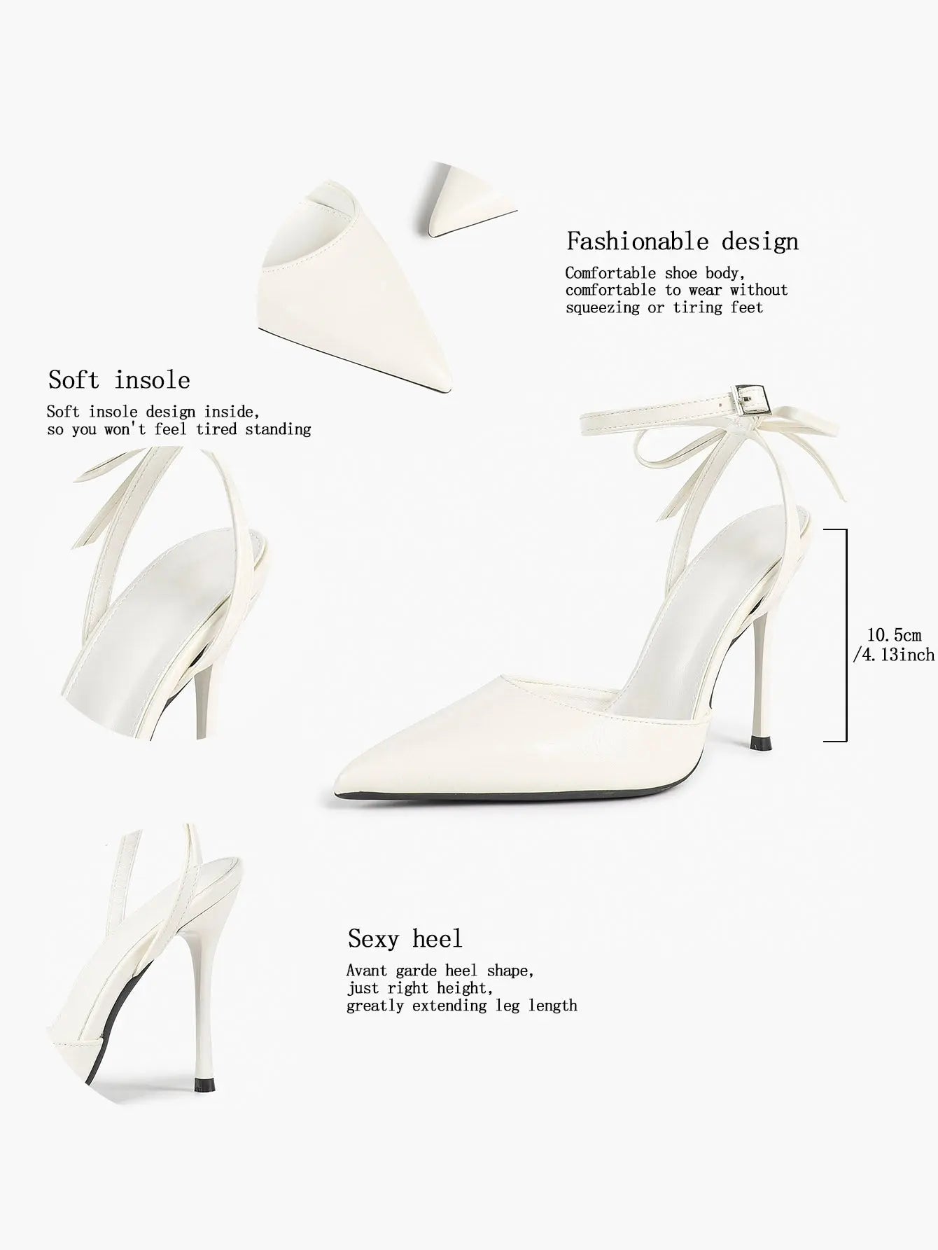 Black Patent D’Orsay Bow Ankle Strap Stiletto Heels – Women’s Pointed Toe High Heels YISHIFAN