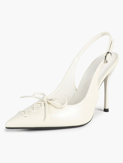 Slingback Pumps for Women Pointed Toe Bow Tie Stiletto Heels Dress Shoes Comfortable Sexy High Heels YISHIFAN
