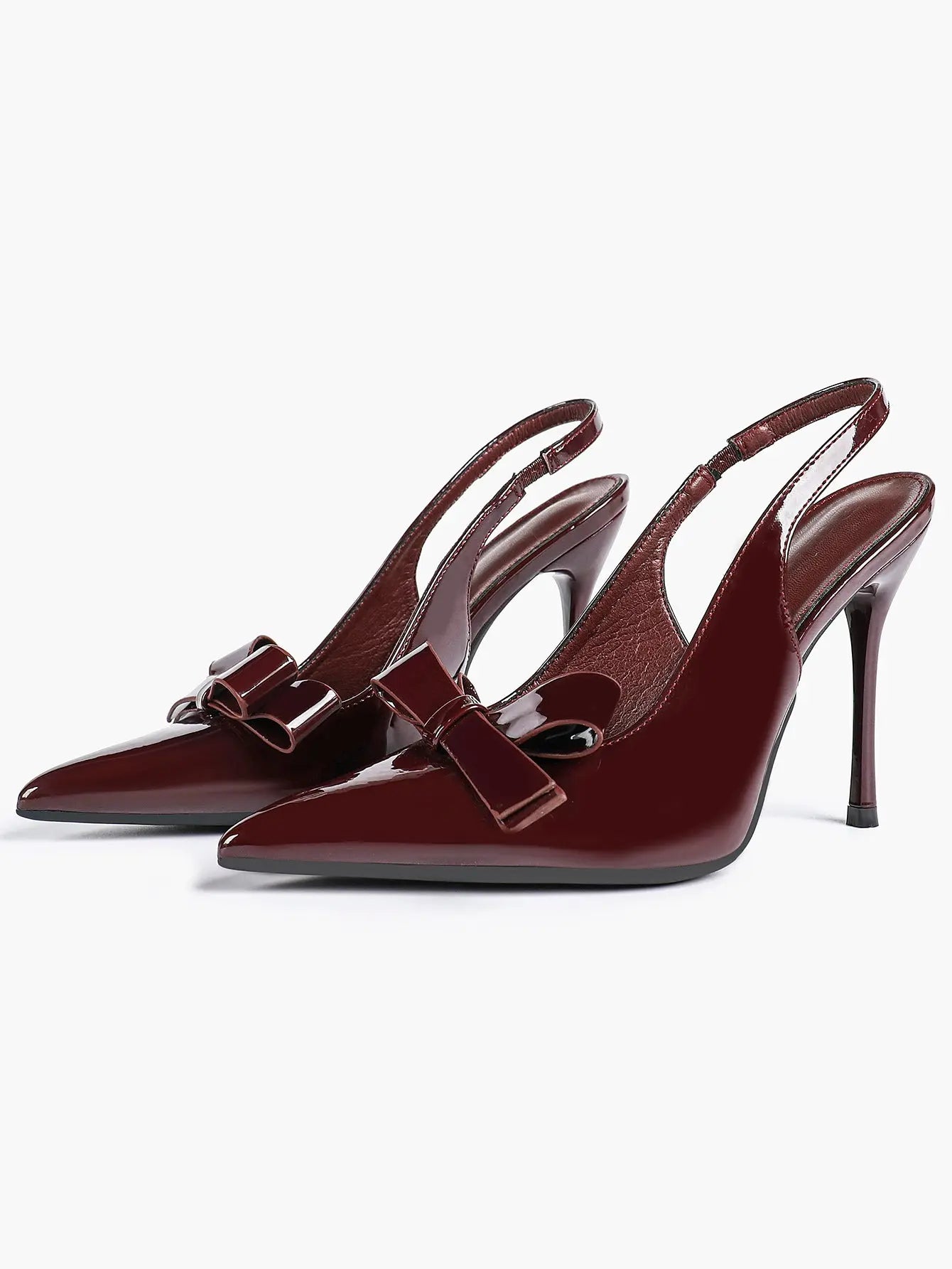 Women's Leather Bowknot High-Heel Closed Toe Pointed Toe Slingback Stiletto Heels Top-quality Shoes YISHIFAN