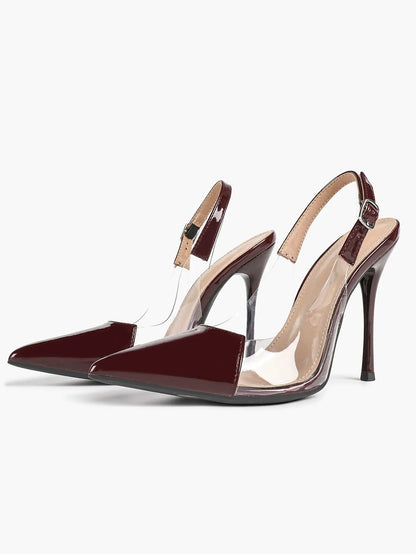 Women's Closed Pointed Toe Transparents Edge Stiletto Heel for Party Formal Dress Shoes YISHIFAN