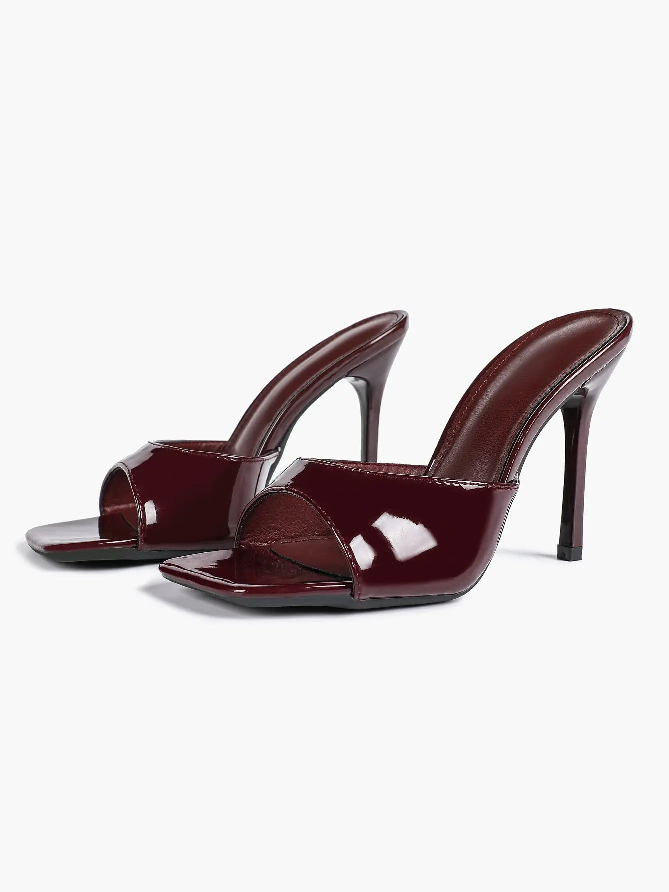 Women's Kitten Heels for Square Toe Open Toe Backless Mule Heels Stiletto Sandals 4.13 Inch YISHIFAN