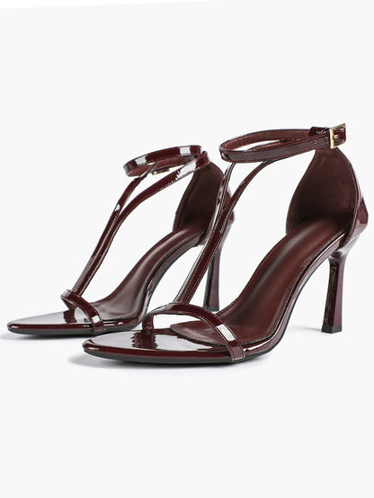Women's Pointed Toe High-Heel Sandals Y-Strap Adjustable Ankle Strap Wedding Party Shoes YISHIFAN