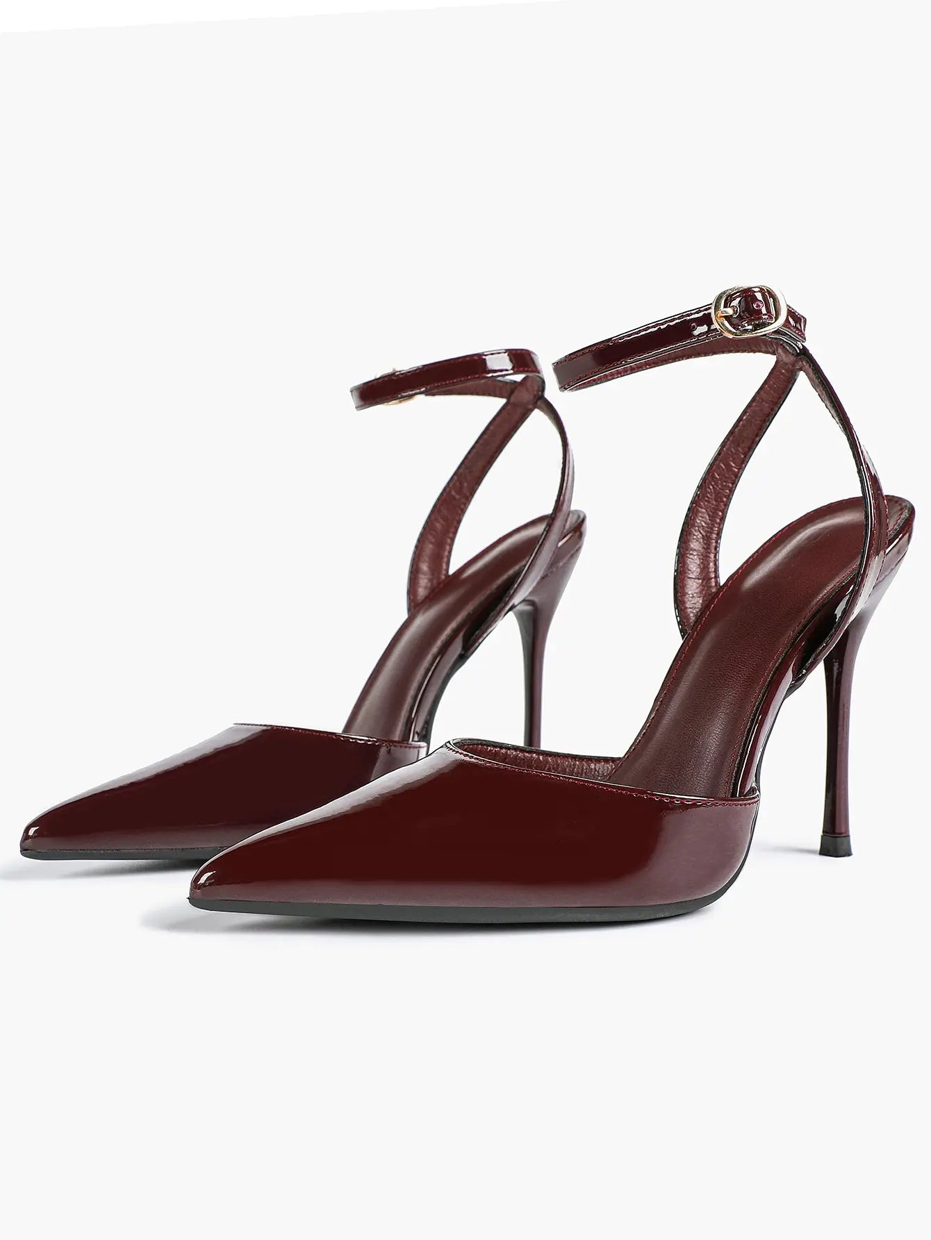 Women's Leather 4.13 INCH High-Heel Stiletto Pointed Toe Slingback Stiletto Heels for Elegant Scene YISHIFAN