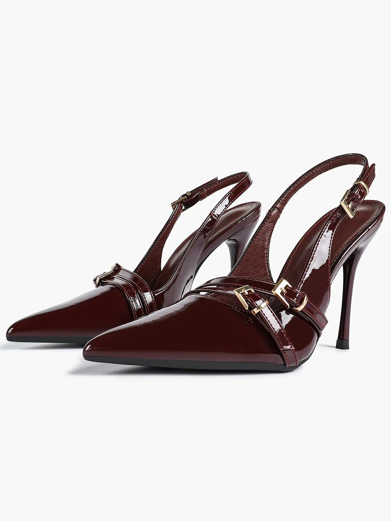 Women's High-Heel Sandals Closed Pointed Toe Slingback Heels Ankle Strap Stiletto Heels Elegant YISHIFAN