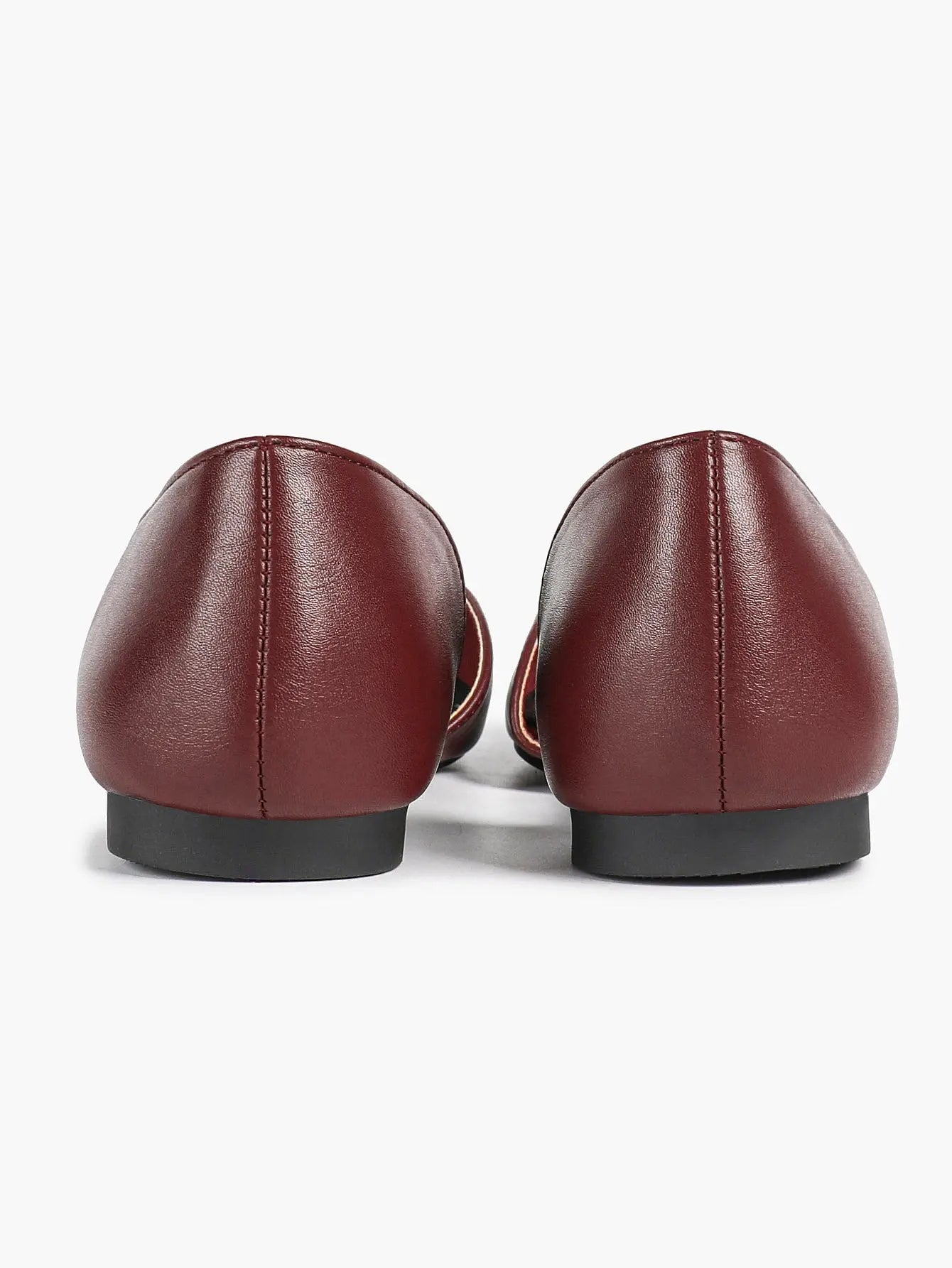 Burgundy Closed Toe Pointed-Toe Flats: Comfort with Metallic Edge Party Work Shoes YISHIFAN