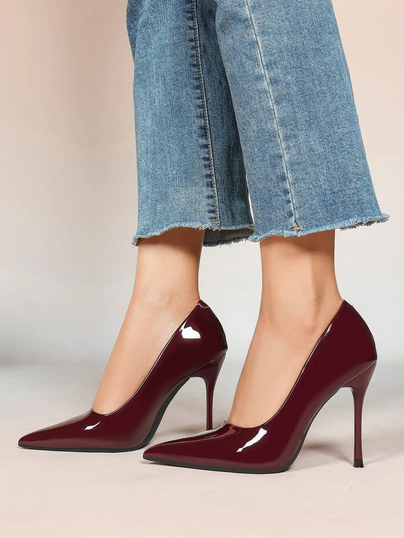 Women's Stiletto Heels Closed Sharp Pointed Toe Classic Wedding Party Dress Pump Shoes YISHIFAN