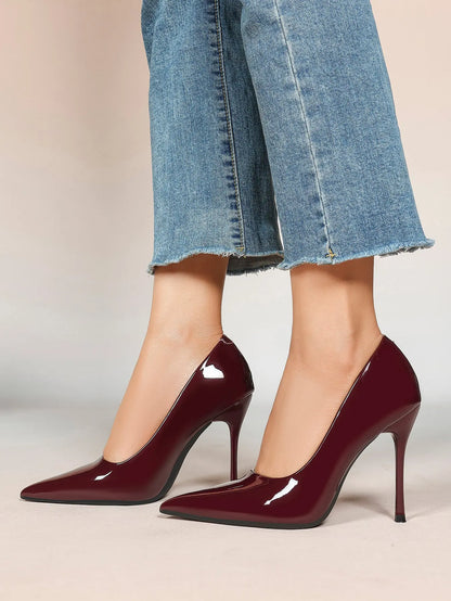 Women's Stiletto Heels Closed Sharp Pointed Toe Classic Wedding Party Dress Pump Shoes YISHIFAN