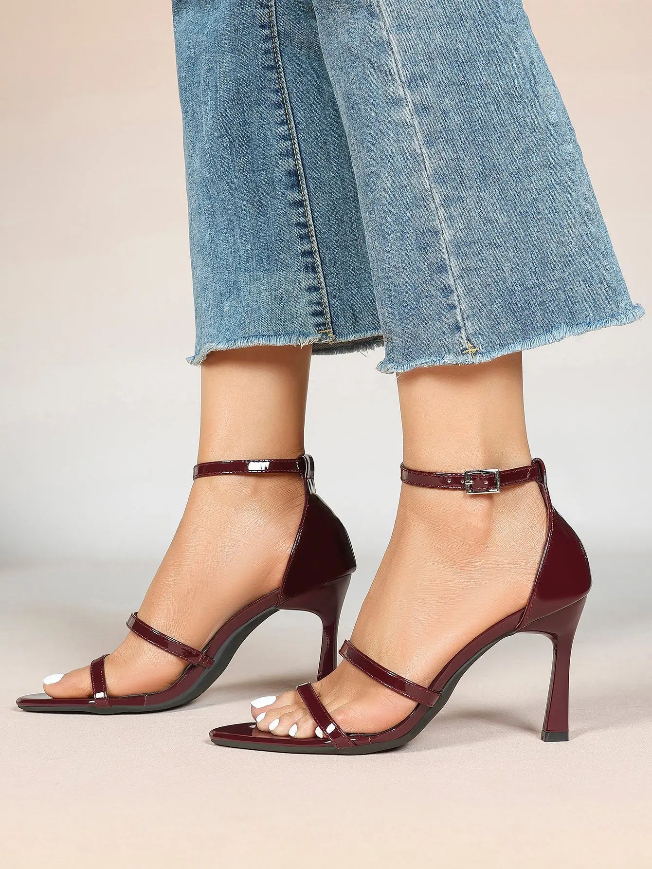 Women's High Stilettos Heels Open Toe Pointed Sandals Ankle Strap Pumps Dress Shoes Party Work Heeled Sandals YISHIFAN