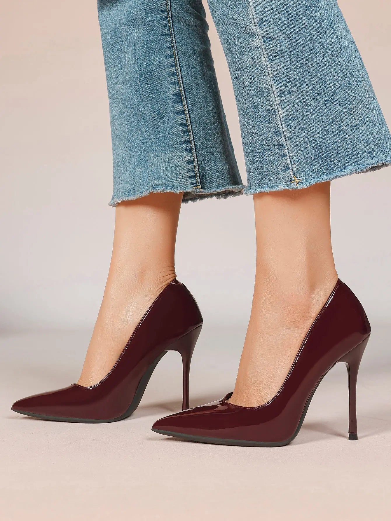 Women's Closed Pointed Toe Classic Stiletto Heels for Wedding Party Evening Dress Shoes YISHIFAN