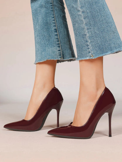 Women's Closed Pointed Toe Classic Stiletto Heels for Wedding Party Evening Dress Shoes YISHIFAN