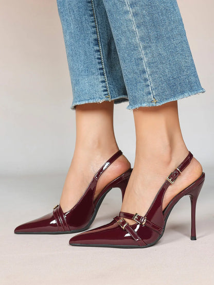 Women's High-Heel Sandals Closed Pointed Toe Slingback Heels Ankle Strap Stiletto Heels Elegant YISHIFAN