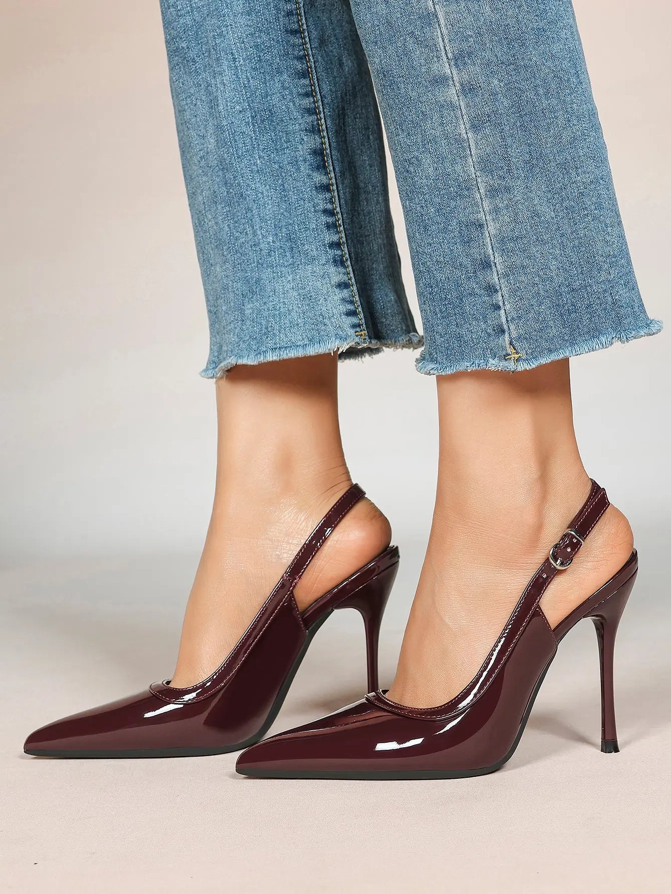 Women's High-Heel Sandals Closed Pointed Toe Slingback Stiletto Heels for Wedding Party YISHIFAN