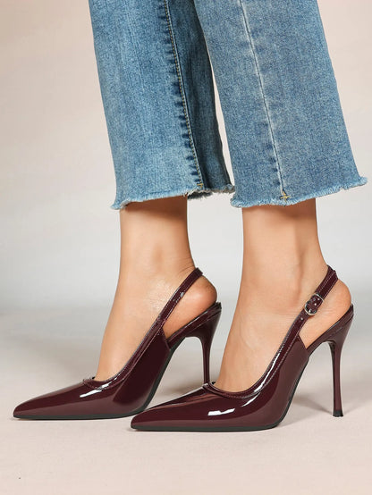 Women's High-Heel Sandals Closed Pointed Toe Slingback Stiletto Heels for Wedding Party YISHIFAN