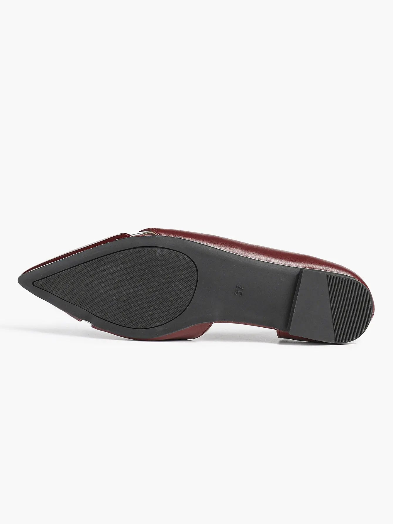 Burgundy Closed Toe Pointed-Toe Flats: Comfort with Metallic Edge Party Work Shoes YISHIFAN