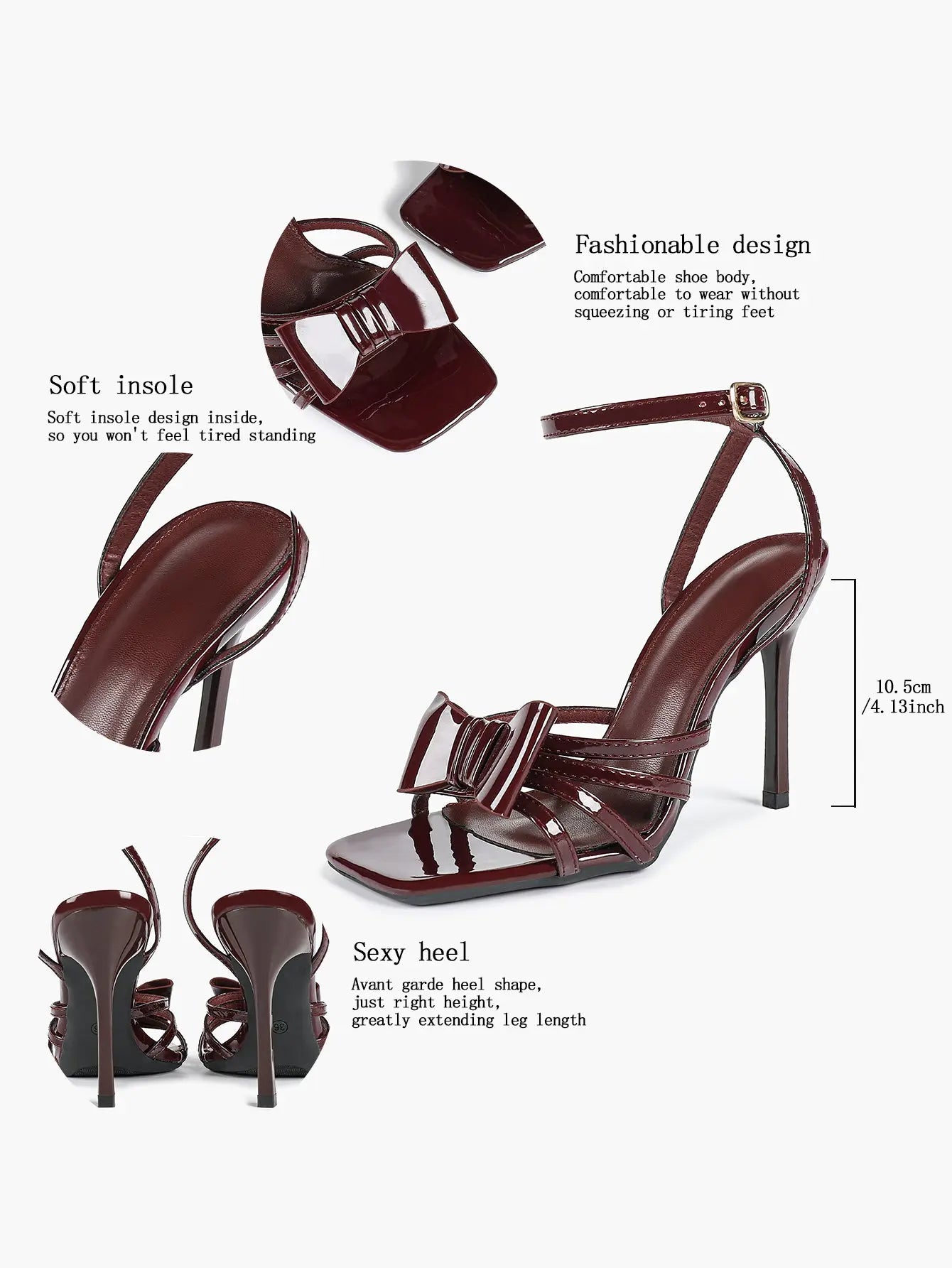 Women's Metallic Silver Open Toe Square Stiletto Sandals Galaxy Bowknot with Ankle Strap for Any Formal Scene YISHIFAN