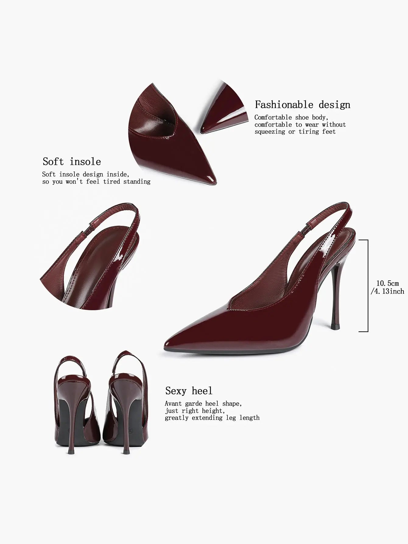 Women's Slingback Pumps Closed Pointed Toe Stiletto Heels Wedding Party Dress Shoes YISHIFAN