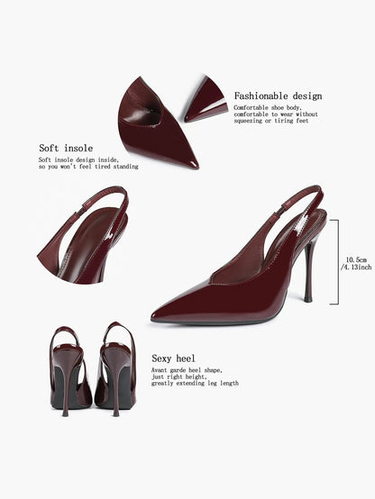 Women's Slingback Pumps Closed Pointed Toe Stiletto Heels Wedding Party Dress Shoes YISHIFAN