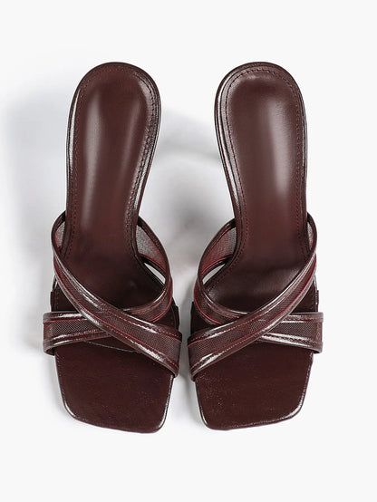 Women's Square Toe Cross Strap High Heel Sandals 3.74 Inch Sexy Stiletto Heels with Soft Insole Comfortable Mesh YISHIFAN