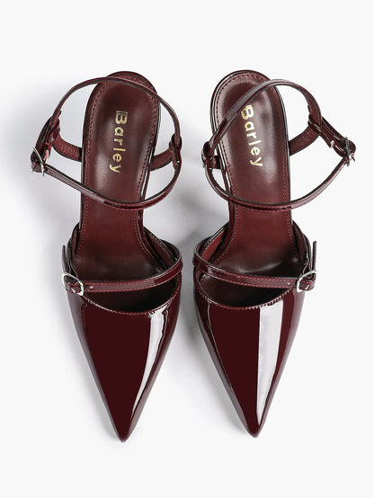 Women's Ivory Leather High-Heel Stiletto Pointed Toe Ankle Strap Sandals Sexy Wedding Party Evening Dress Shoes YISHIFAN