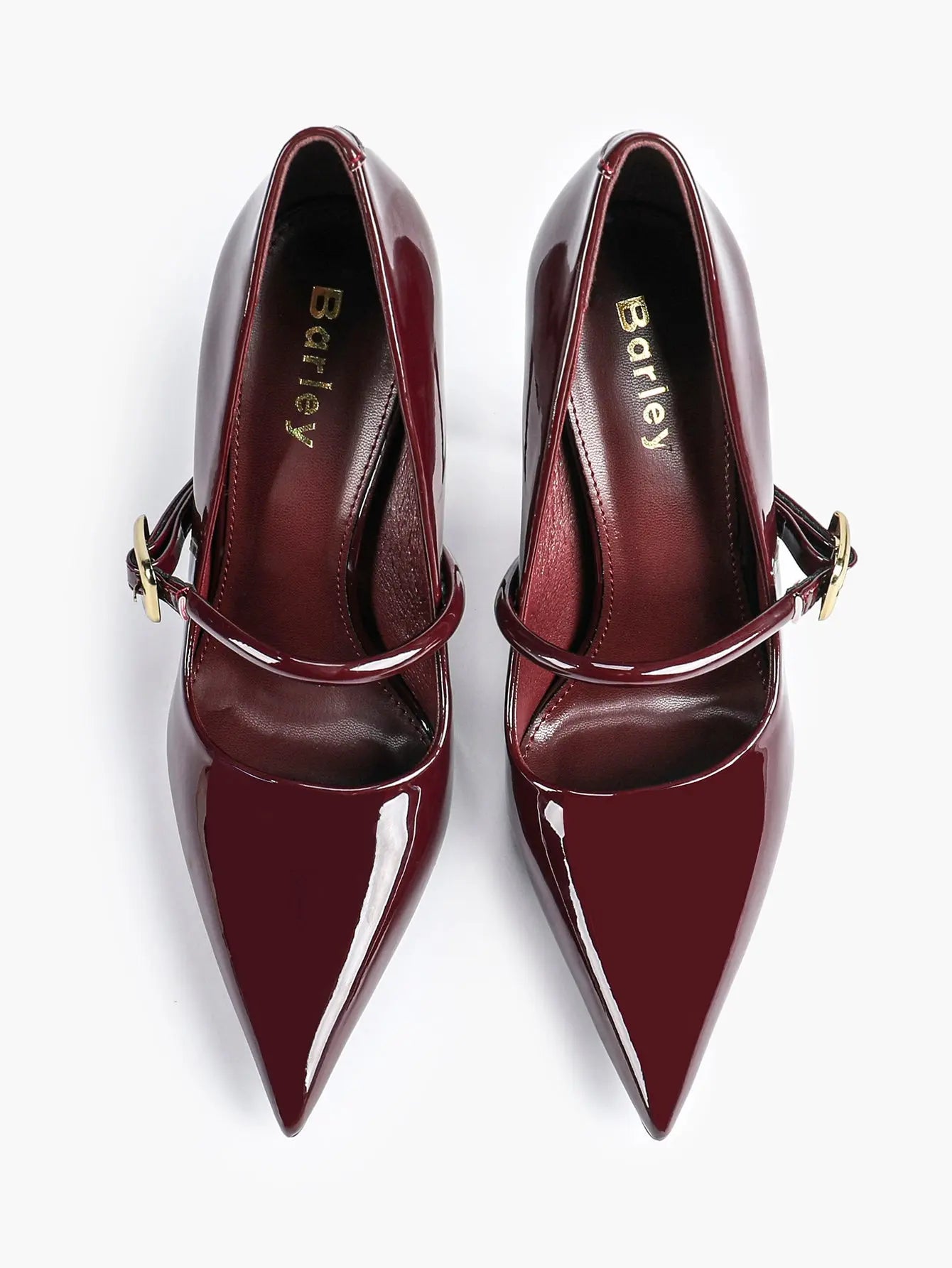 Women's Leather Stiletto Heels 4.13 Inch Pointed Toe Strap Pumps Shoes with Buckle for Casual Office YISHIFAN