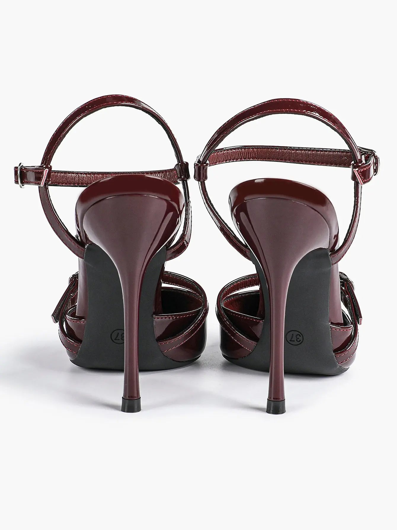Women's Ivory Leather High-Heel Stiletto Pointed Toe Ankle Strap Sandals Sexy Wedding Party Evening Dress Shoes YISHIFAN