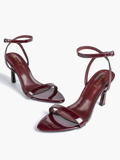 Women Leather High-Heel Sandals Pointed Toe Open Back Stiletto Heels Office Dress Shoes YISHIFAN