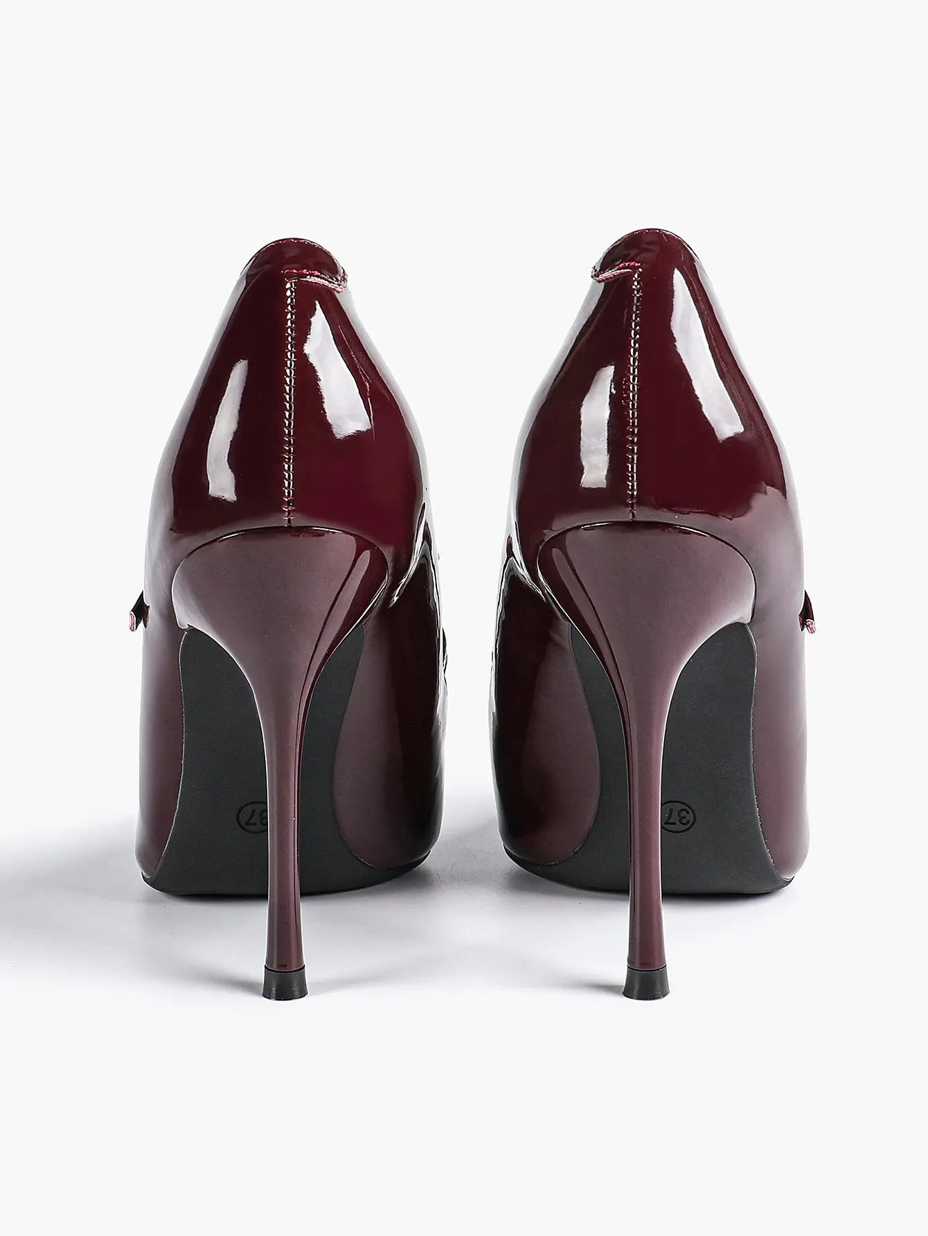 Burgundy Leather Stiletto Heels Sharp Pointed Toe Cross Strap Pump 4.13 INCH for Party Wedding Shoes YISHIFAN