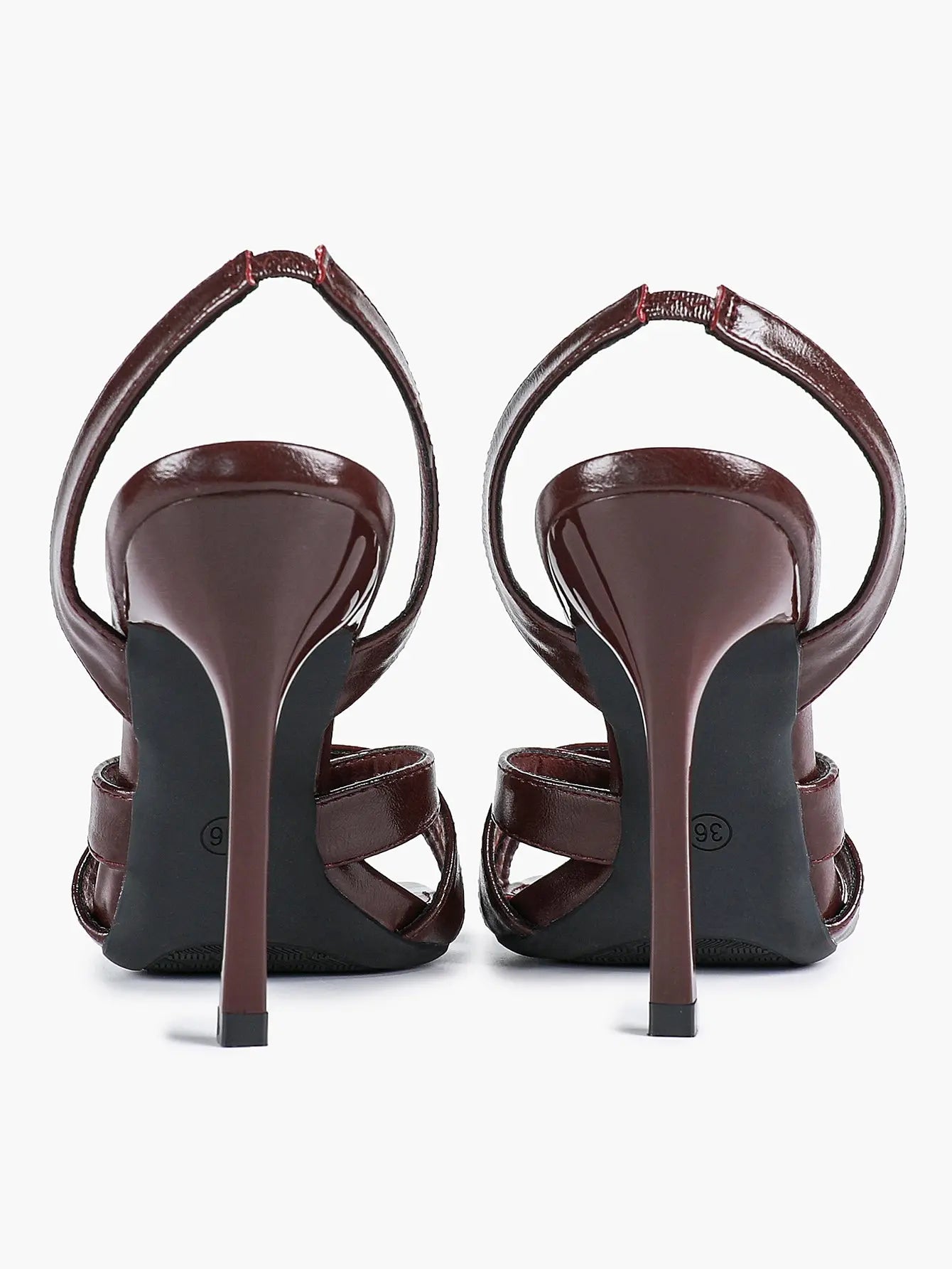 Women's White Leather Square-Toe Stiletto Heels Slingback Heels 3.74 Inch Cross-Strap Stiletto Sandals YISHIFAN