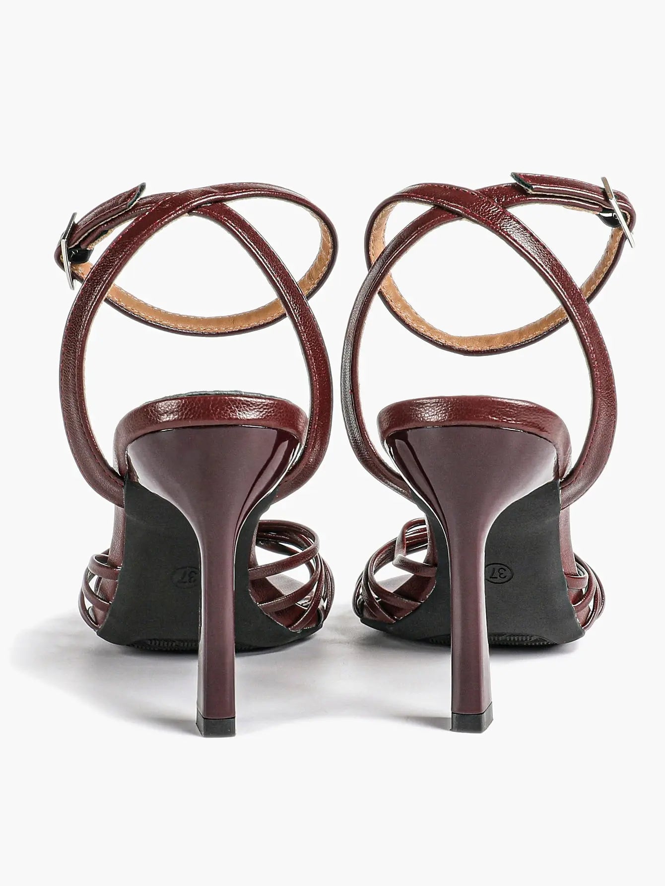 Women's Black Stiletto Heels 3.54 Inch Crisscross Strap Sandals Wedding Party Evening Dress Shoes YISHIFAN