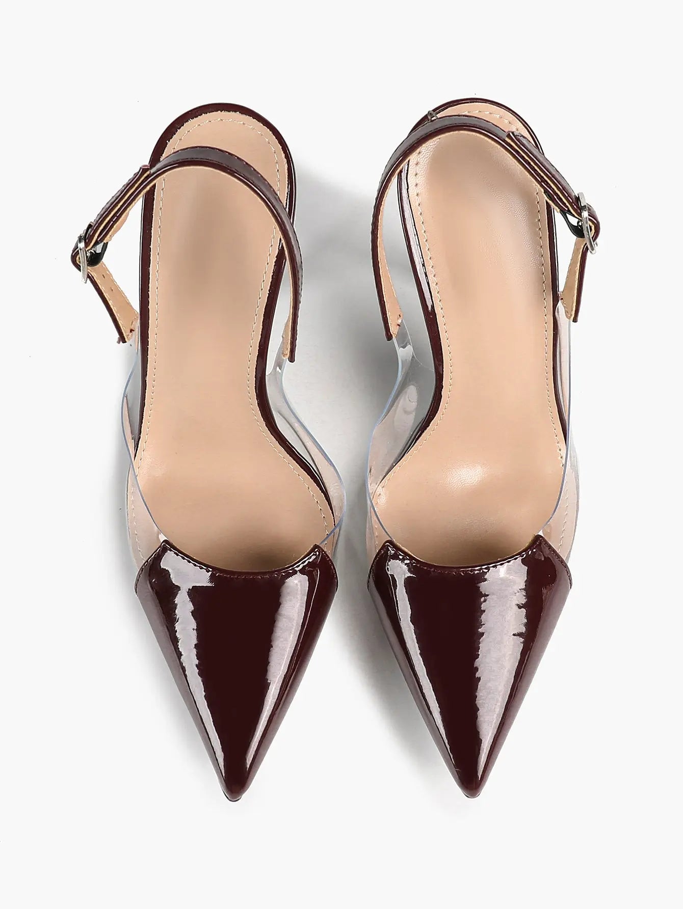 Women's Closed Pointed Toe Transparents Edge Stiletto Heel for Party Formal Dress Shoes YISHIFAN