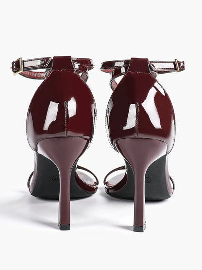 Women's Pointed Toe High-Heel Sandals Y-Strap Adjustable Ankle Strap Wedding Party Shoes YISHIFAN
