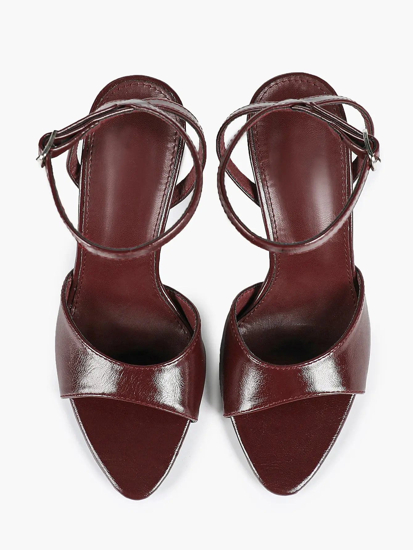 Women's Metallic Gloss Opened Pointed Toe Ankle Strap Stiletto Sandals Avant-Garde Heel for Party Casual YISHIFAN
