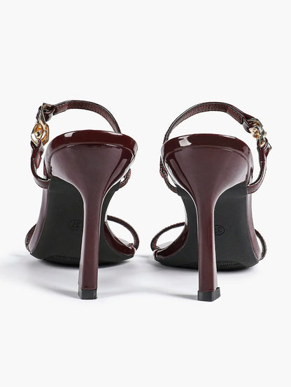 Women's Black High-Heel Sandals Opened Pointed Toe Ankle Strap Stiletto Heels Wedding Party Office Dress Shoes YISHIFAN