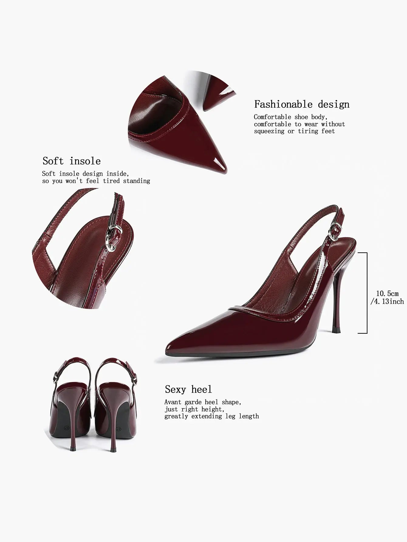 Women's High-Heel Sandals Closed Pointed Toe Slingback Stiletto Heels for Wedding Party YISHIFAN