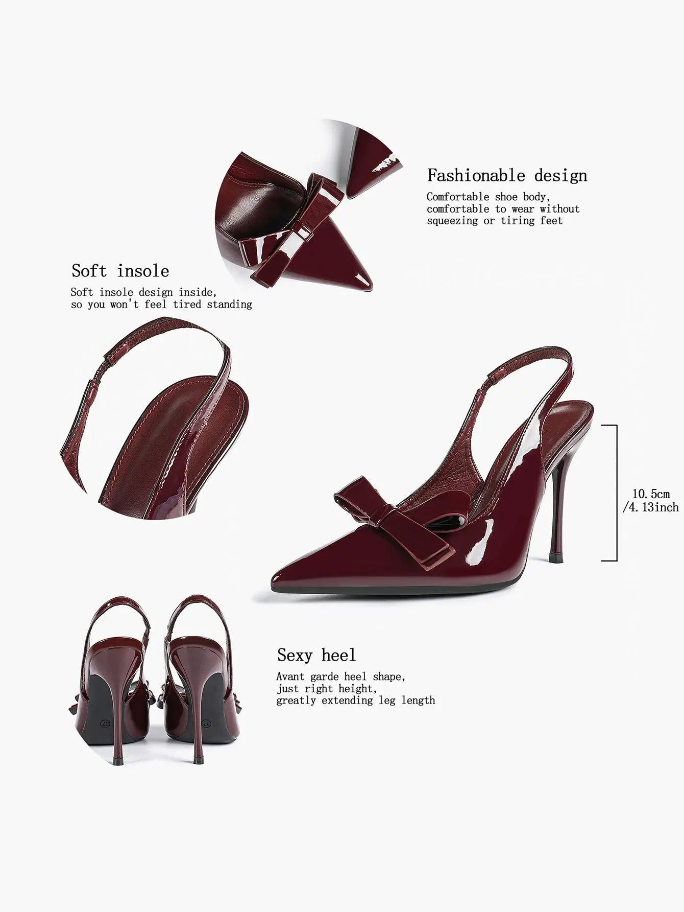 Women's Leather Bowknot High-Heel Closed Toe Pointed Toe Slingback Stiletto Heels Top-quality Shoes YISHIFAN