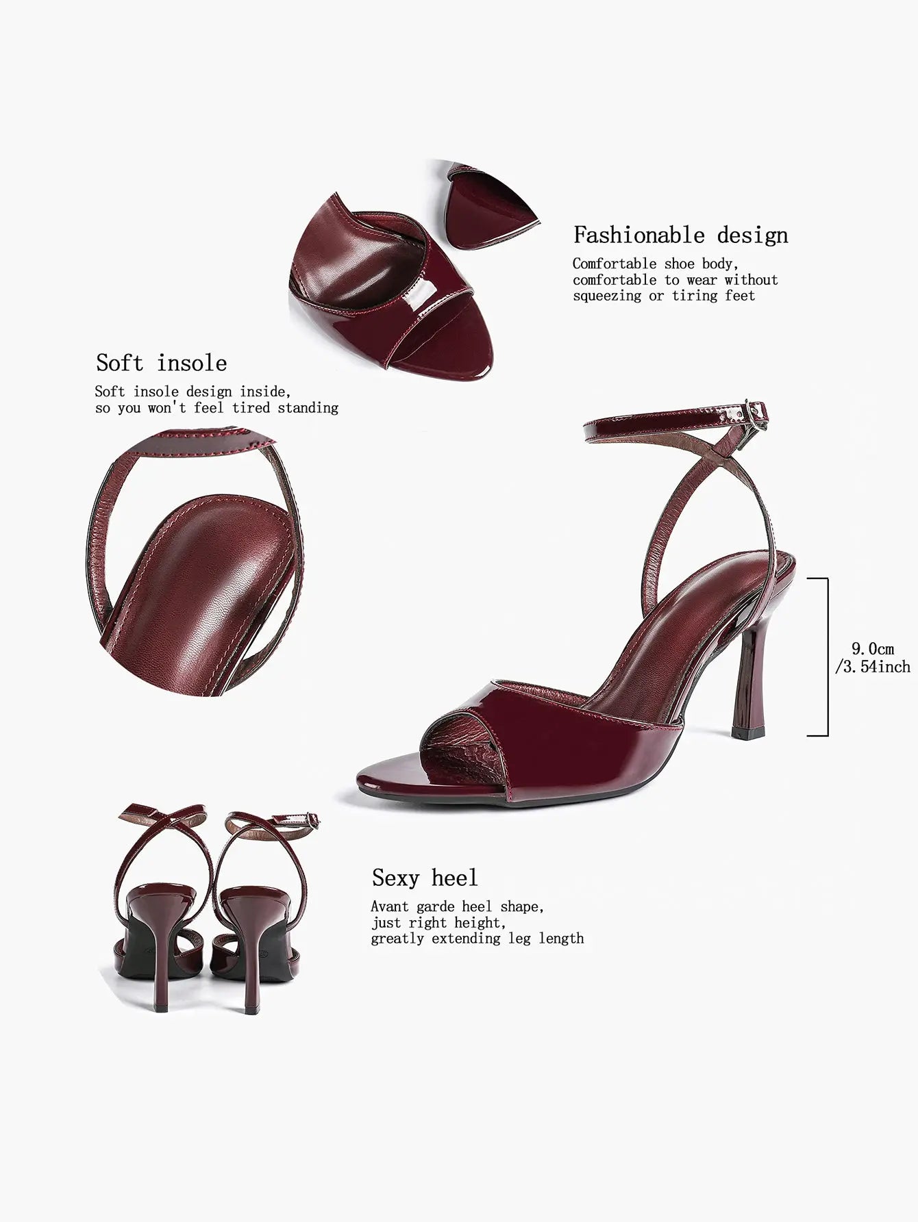 Women Leather High-Heel Sandals Peep-Toe Stiletto Heels Wedding Party Evening Dress Shoes YISHIFAN