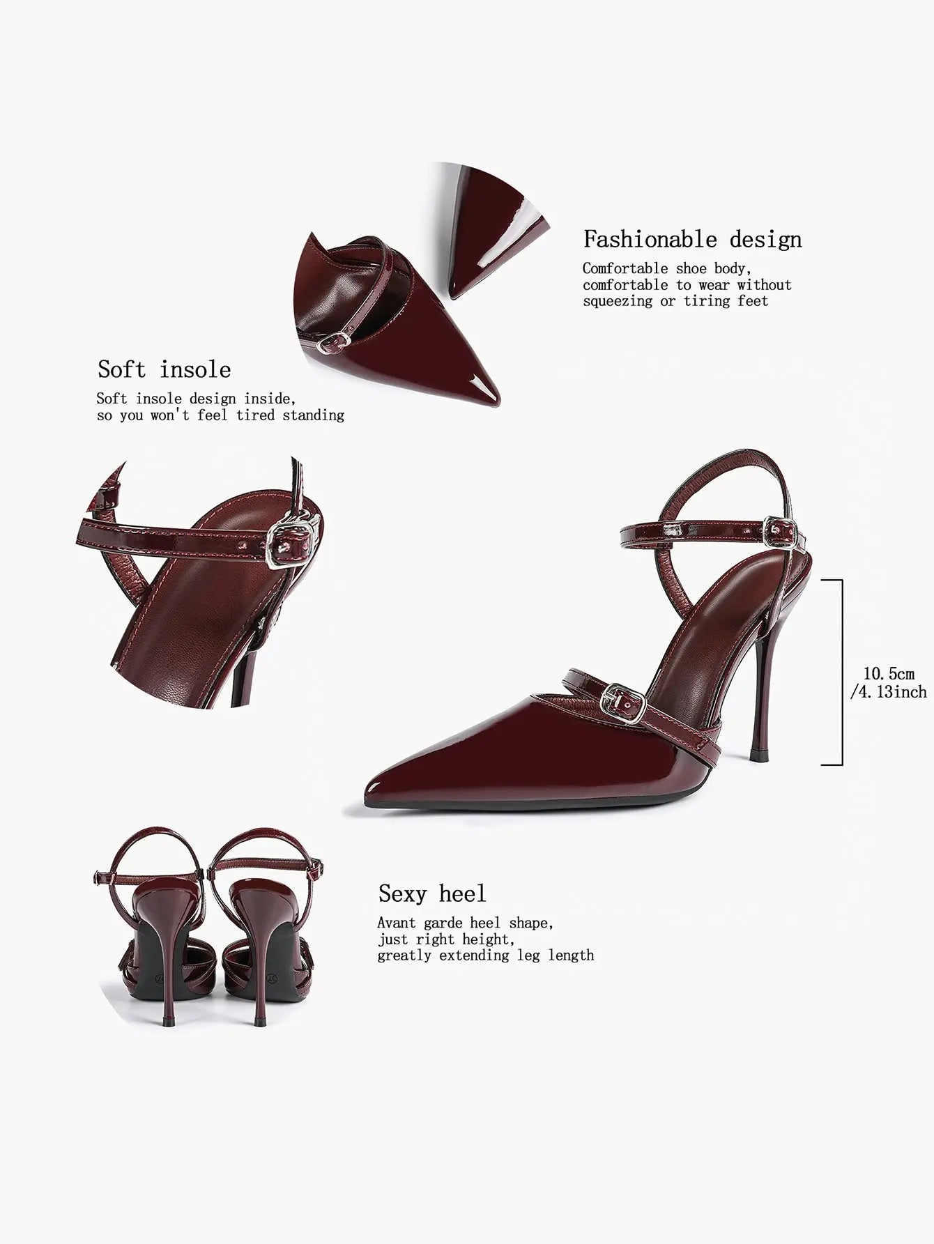 Women's Ivory Leather High-Heel Stiletto Pointed Toe Ankle Strap Sandals Sexy Wedding Party Evening Dress Shoes YISHIFAN