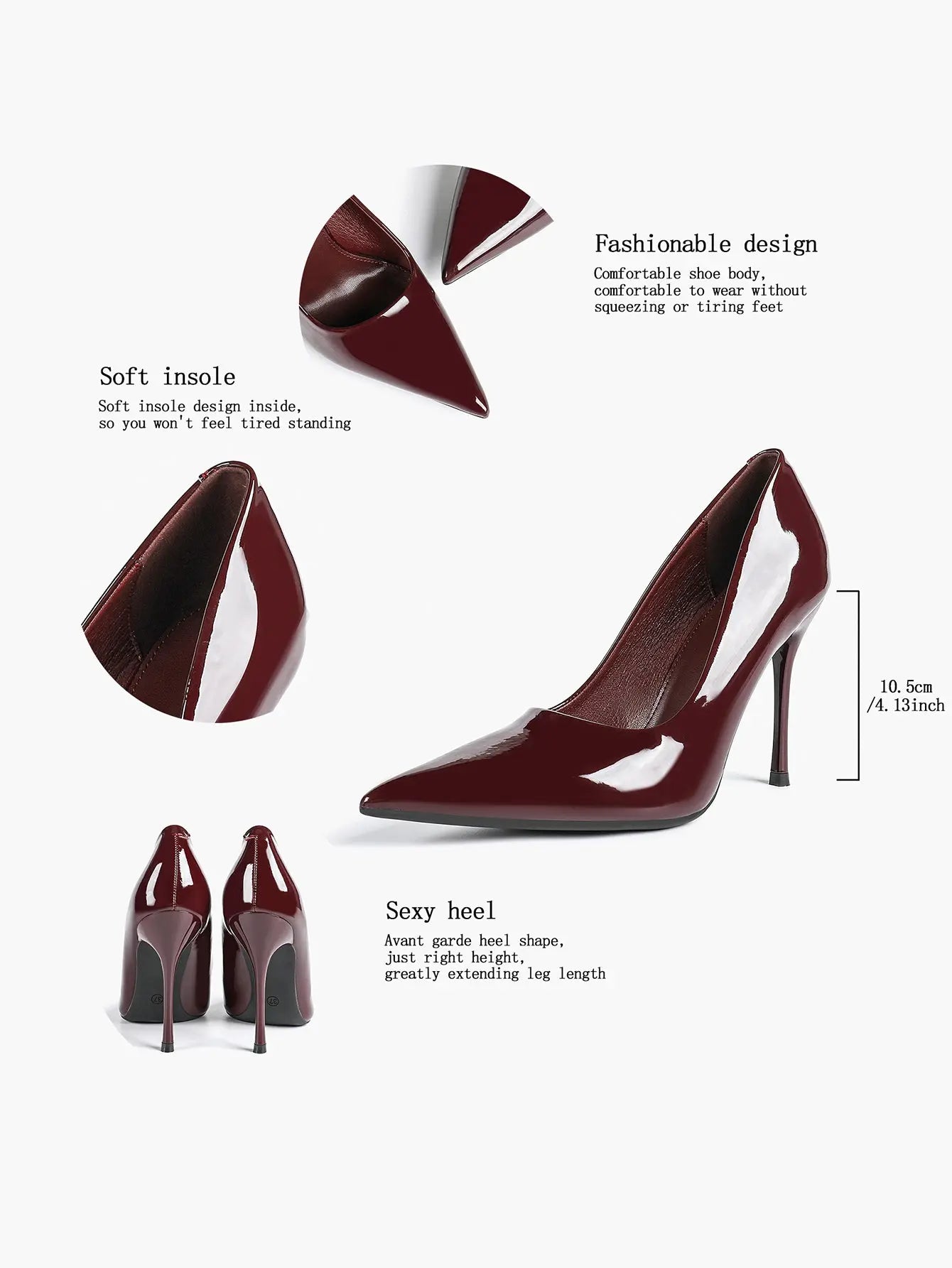 Women's Stiletto Heels Closed Sharp Pointed Toe Classic Wedding Party Dress Pump Shoes YISHIFAN