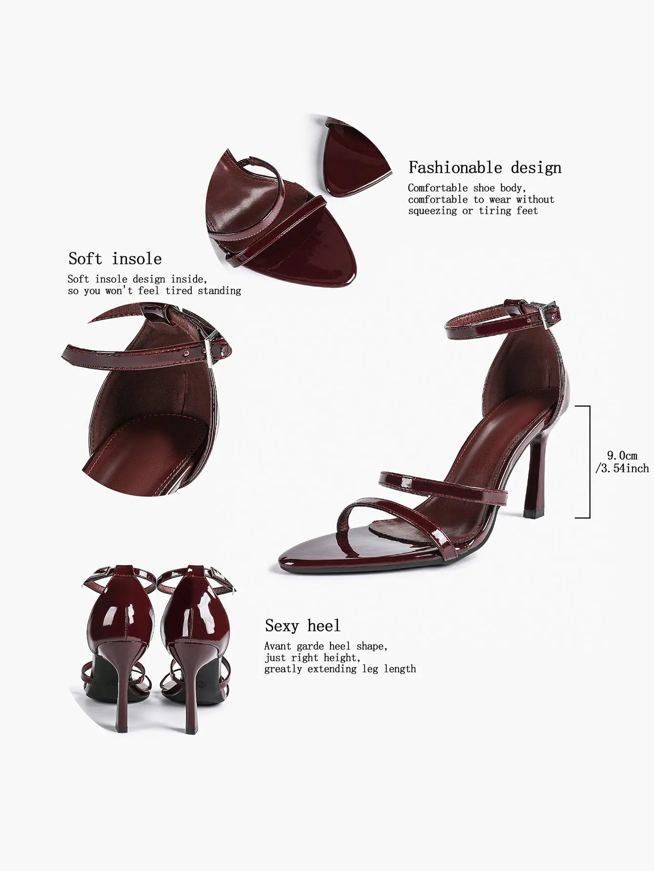 Women's High Stilettos Heels Open Toe Pointed Sandals Ankle Strap Pumps Dress Shoes Party Work Heeled Sandals YISHIFAN