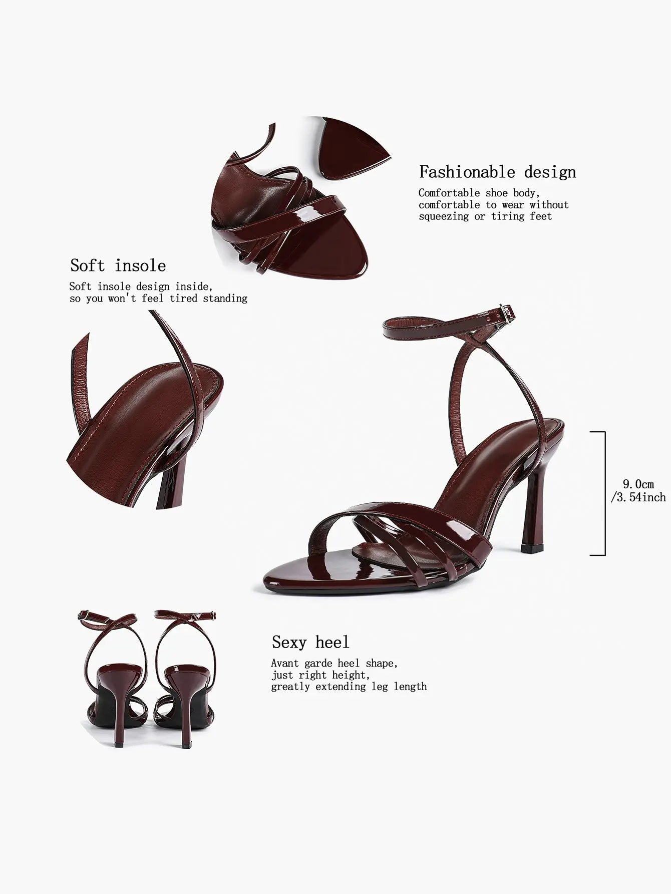 Brown Leather High-Heel Sandals  Cross Strap Stiletto Heels Wedding Party Dress Shoes YISHIFAN