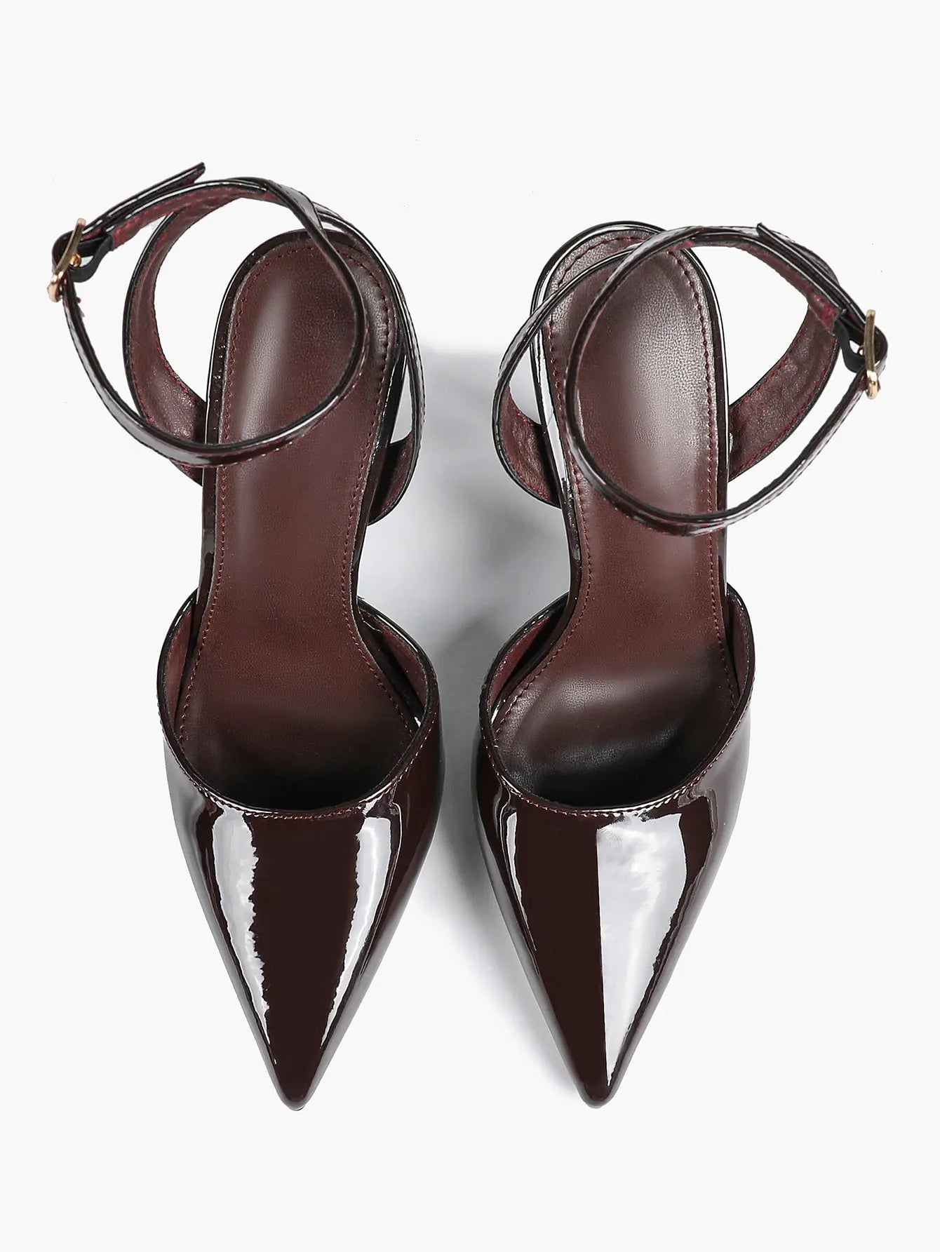 Women's Metallic Gloss Pointed Toe Adjustable Ankle Strap Heels Slingback Heel for Party Wedding Evening Club YISHIFAN